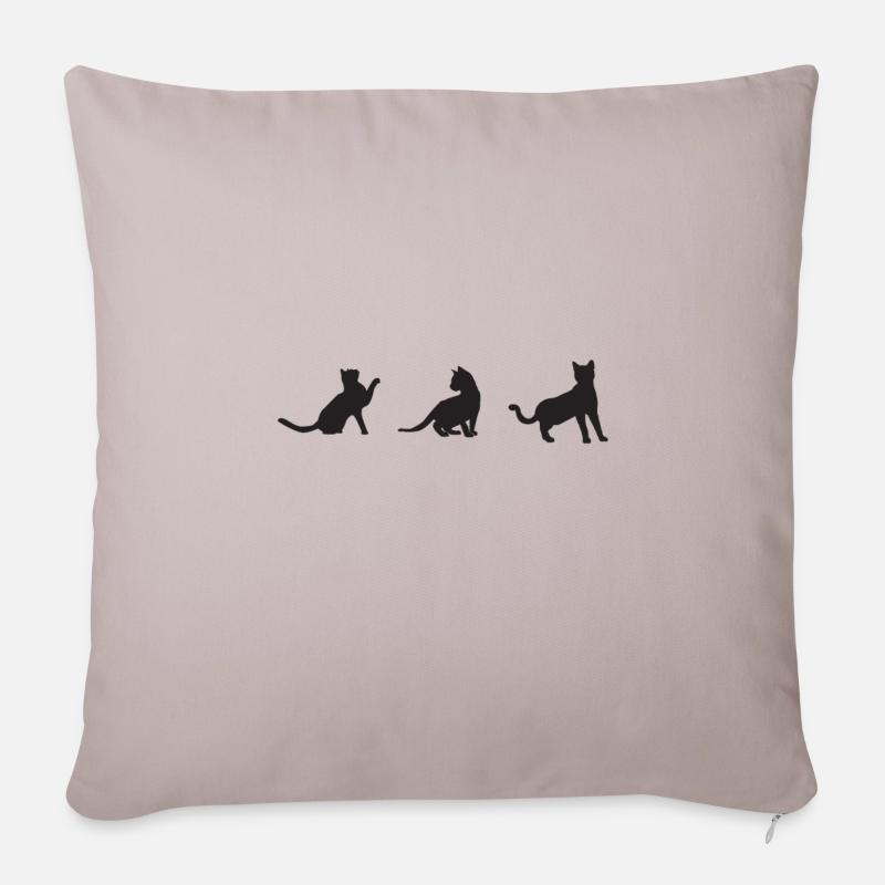 3 chats - Housse de coussin décorative 45 x 45 cm - taupe clair