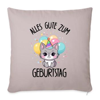 Alles Gute Zum Geburtstag süße Katze Luftballons - Sofakissenbezug 45 x 45 cm - helles Taupe - Vorne
