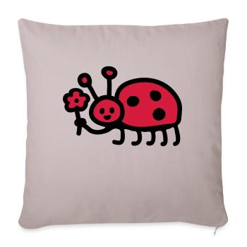 Coccinelle - Fleur - Housse de coussin décorative 45 x 45 cm - taupe clair - Devant