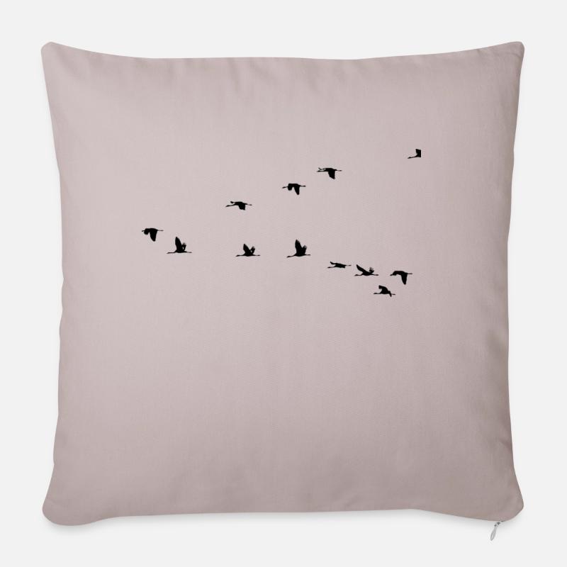 Vogel Kranich Storch Schwarm - Sofakissenbezug 45 x 45 cm - helles Taupe