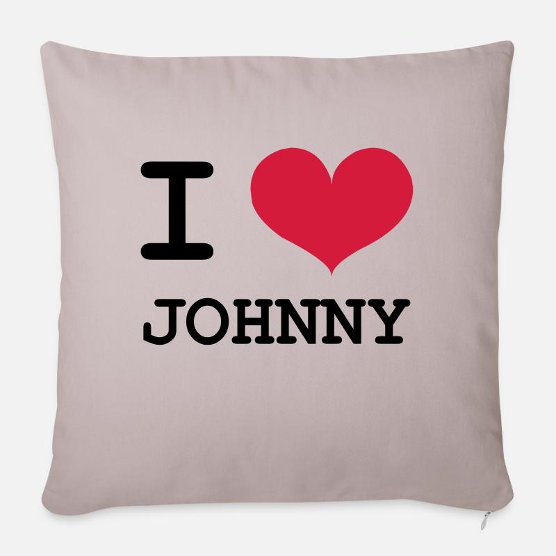 I Love Johnny ! - Housse de coussin décorative 45 x 45 cm - taupe clair