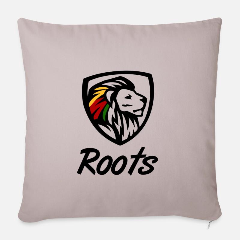 Roots Rasta Reggae. Rastafari und der Löwe - Sofakissenbezug 45 x 45 cm - helles Taupe
