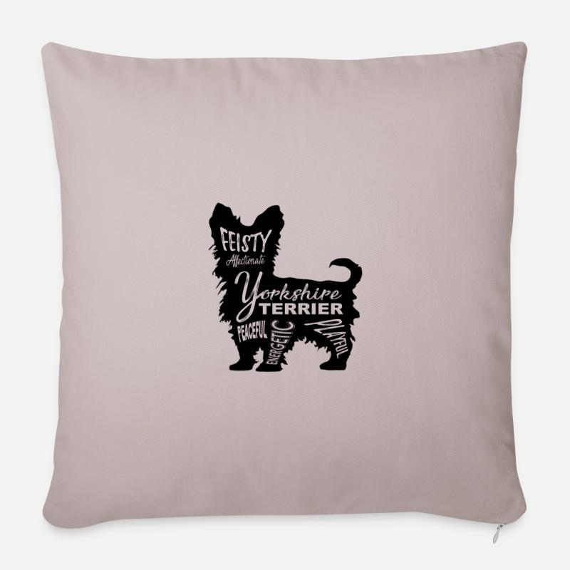 Yorkshire Terrier - Housse de coussin décorative 45 x 45 cm - taupe clair