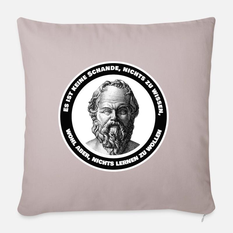 Socrates learn knowledge shame quote saying school - Sofa pillowcase 17,3'' x 17,3'' (45 x 45 cm) - light taupe