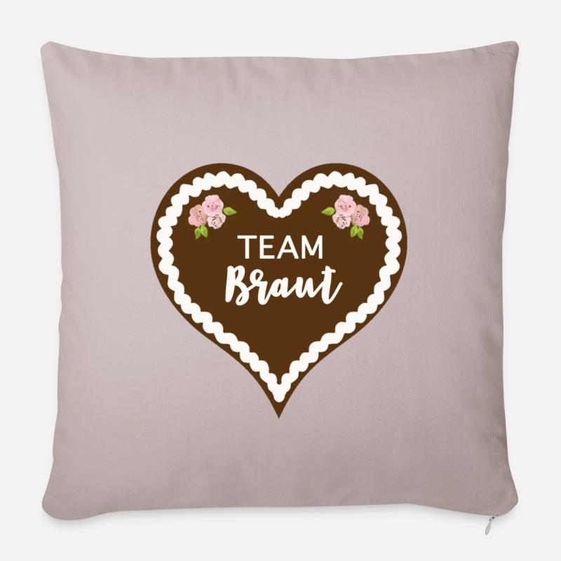 Lebkuchenherz Team Braut *JGA* - Sofakissenbezug 45 x 45 cm - helles Taupe