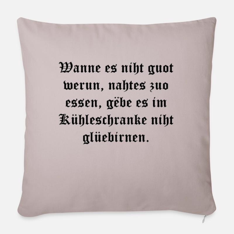 Lustiges Zitat auf Altdeutsch - Sofakissenbezug 45 x 45 cm - helles Taupe