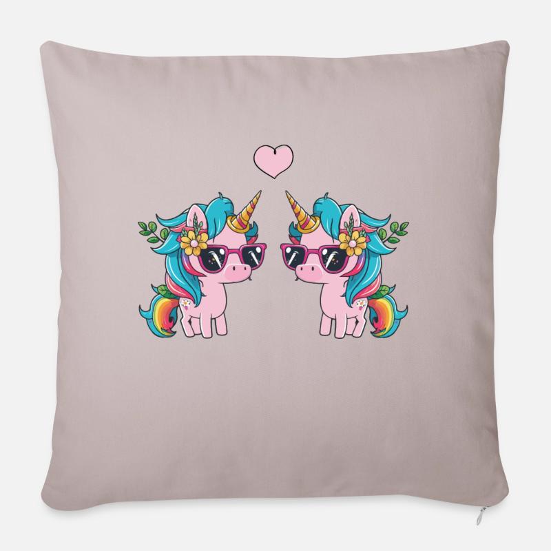 unicorn love - Sofakissenbezug 45 x 45 cm - helles Taupe