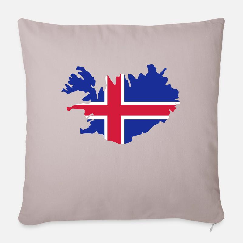 Island Flagge als Karte - Sofakissenbezug 45 x 45 cm - helles Taupe