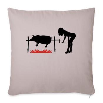 Porc BBQ - Housse de coussin décorative 45 x 45 cm - taupe clair - Devant