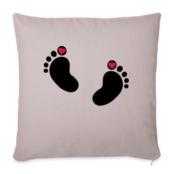 Baby - Füße - Babyfüße - Sofakissenbezug 45 x 45 cm - helles Taupe - Vorne