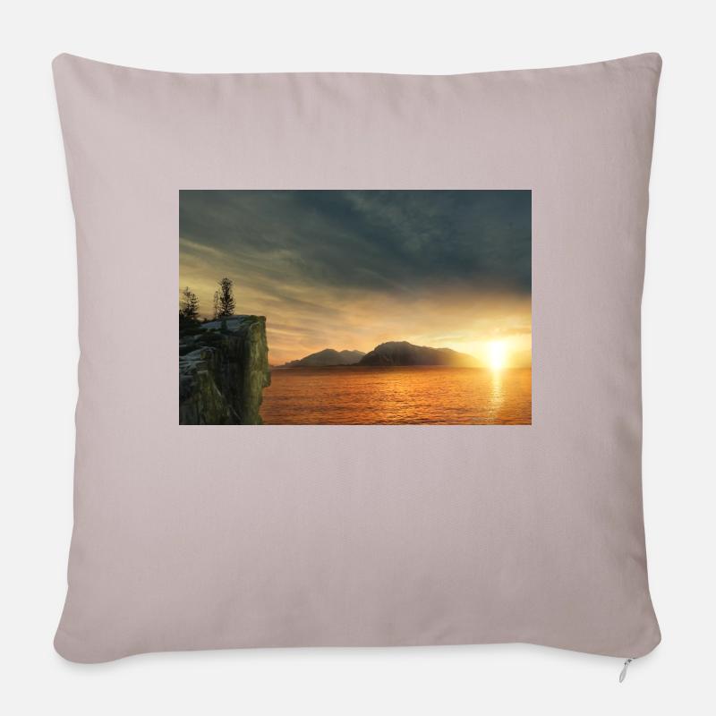 Sonnenuntergang am See.sunset - Sofakissenbezug 45 x 45 cm - helles Taupe