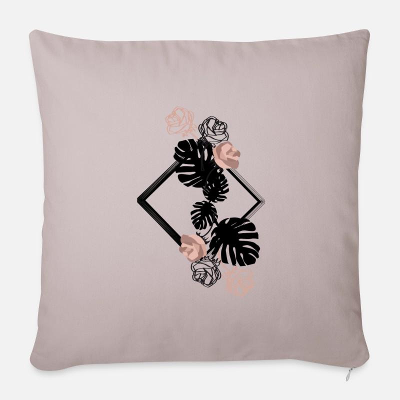 Rosen Blumen Rosa - Sofakissenbezug 45 x 45 cm - helles Taupe
