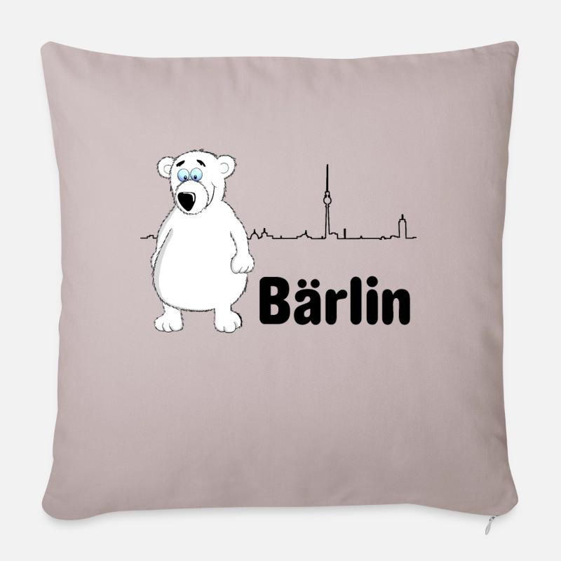 Berlin mit Berliner Bär = Bärlin - Sofakissenbezug 45 x 45 cm - helles Taupe