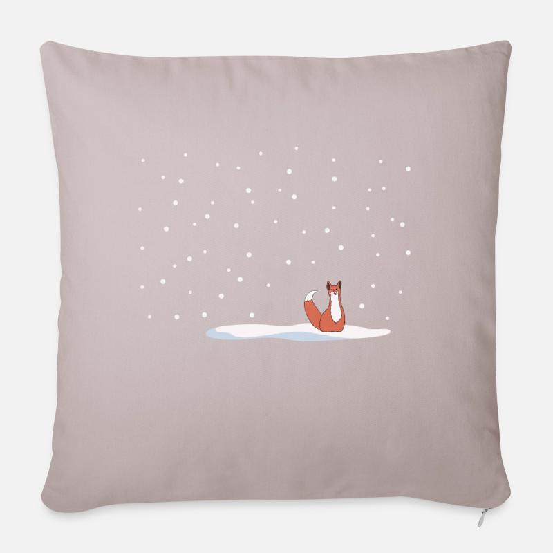 Fuchs im Schnee - Sofakissenbezug 45 x 45 cm - helles Taupe