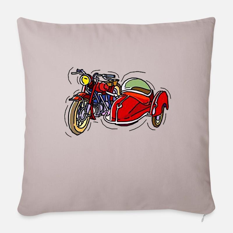 Motorrad mit Beiwagen 3 - Sofakissenbezug 45 x 45 cm - helles Taupe