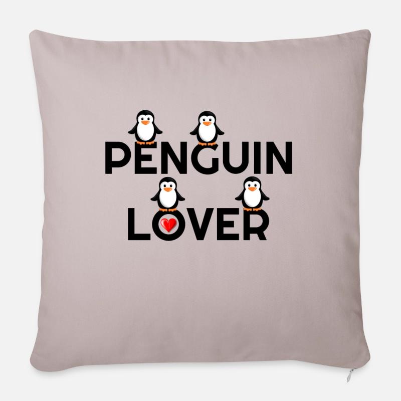 Ich liebe Pinguine, Pinguine, Pinguinliebhaber, Pinguin - Sofakissenbezug 45 x 45 cm - helles Taupe