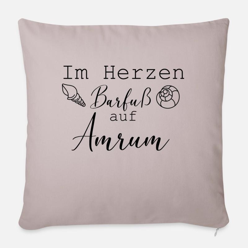 Im Herzen Barfuß auf Amrum - Sofakissenbezug 45 x 45 cm - helles Taupe