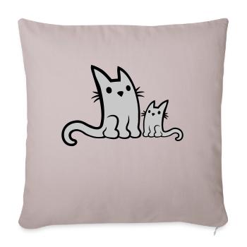 Mignon petit chat famille - Housse de coussin décorative 45 x 45 cm - taupe clair - Devant