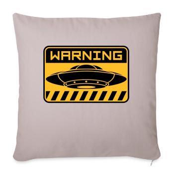 Warning Schild fliegende UFOs - Sofakissenbezug 45 x 45 cm - helles Taupe - Vorne