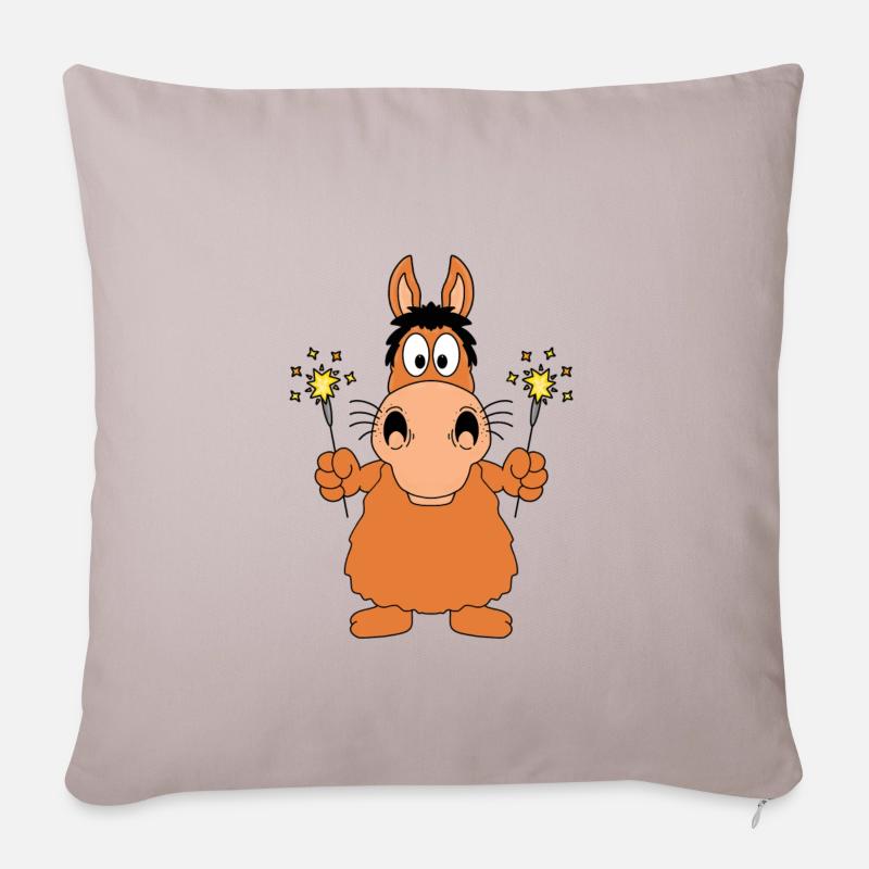 WUNDERKERZEN - PFERD - PONY - SILVESTER - NEUJAHR - Sofakissenbezug 45 x 45 cm - helles Taupe