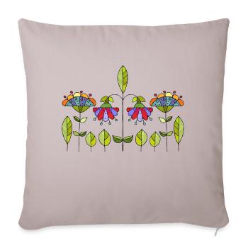 Blumen - Sofakissenbezug 45 x 45 cm - helles Taupe - Vorne