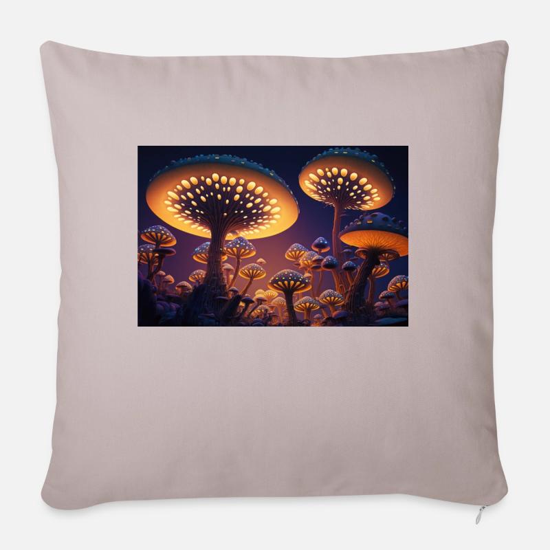 Pilz-Stadt - Sofakissenbezug 45 x 45 cm - helles Taupe