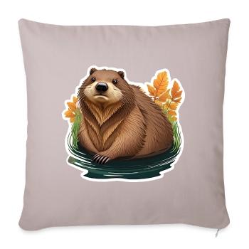 Beaver cute - Sofa pillowcase 17,3'' x 17,3'' (45 x 45 cm) - light taupe - Front