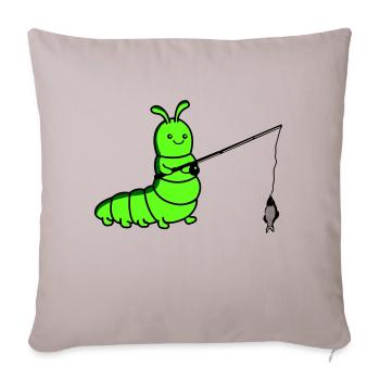 Pêche à la chenille - Housse de coussin décorative 45 x 45 cm - taupe clair - Devant
