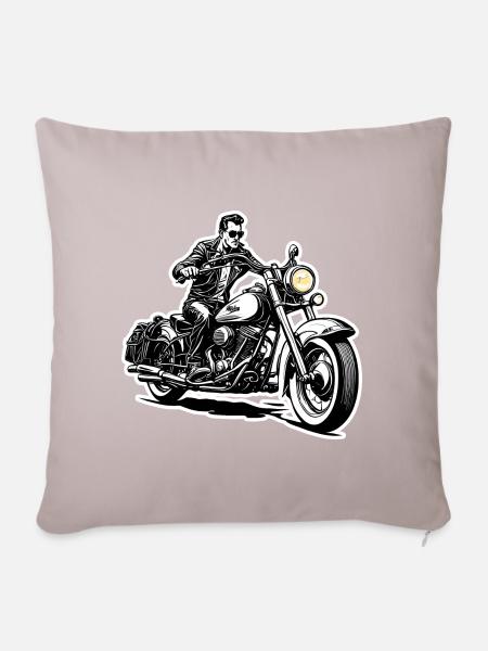 Motorrad Logo / Bike / Zweirad / Fahrzeug / Motors - Sofakissenbezug 45 x 45 cm - helles Taupe