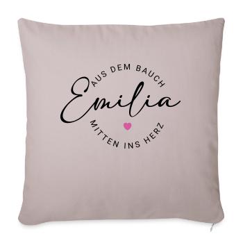 Emilia Name - Sofakissenbezug 45 x 45 cm - helles Taupe - Vorne