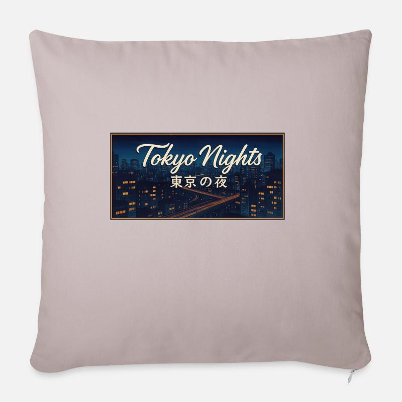 Tokyo Nuit 1 - Housse de coussin décorative 45 x 45 cm - taupe clair