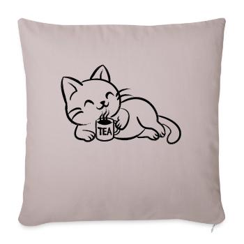 Chillin Tea Cat - Sofa pillowcase 17,3'' x 17,3'' (45 x 45 cm) - light taupe - Front