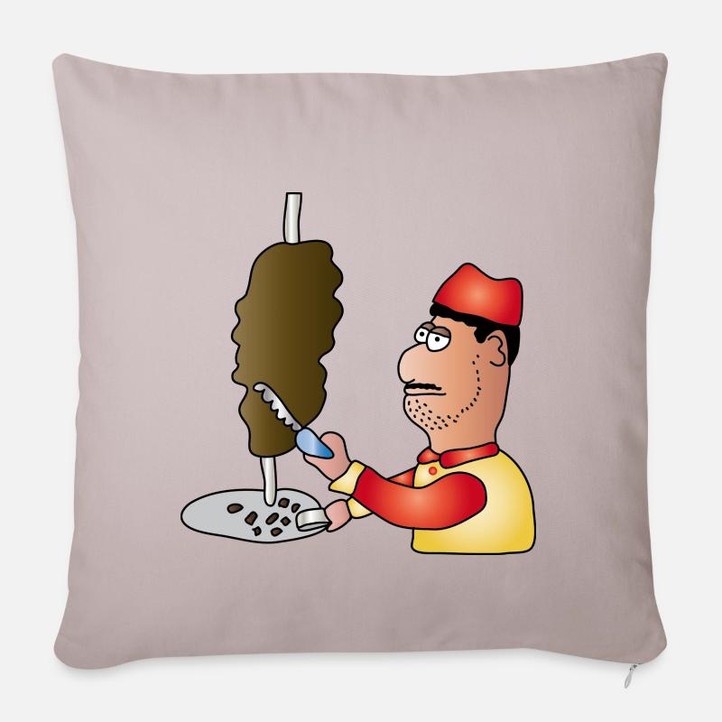Döner | Dönerspieß Döner Kebab Geschenk - Sofakissenbezug 45 x 45 cm - helles Taupe