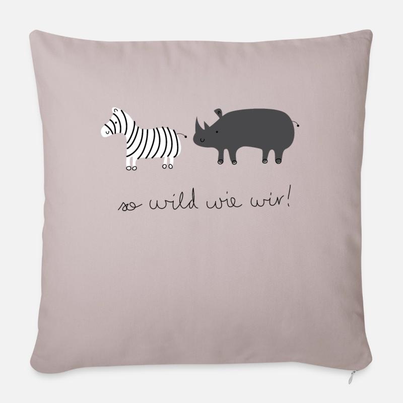 So Wild wie wir (Nashorn & Zebra) - Sofakissenbezug 45 x 45 cm - helles Taupe