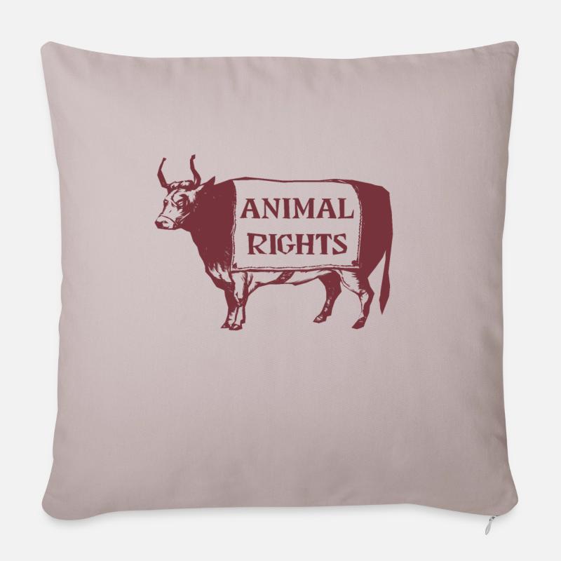 Droits des animaux - COW - Housse de coussin décorative 45 x 45 cm - taupe clair