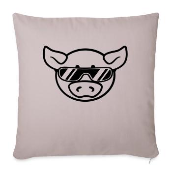 Cool sunglasses party pig - Sofa pillowcase 17,3'' x 17,3'' (45 x 45 cm) - light taupe - Front