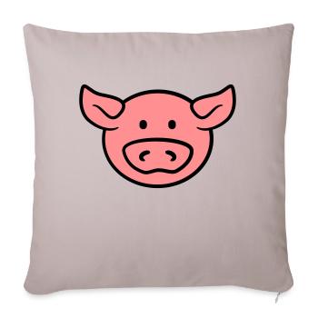 Visage doux mignon de porc - Housse de coussin décorative 45 x 45 cm - taupe clair - Devant