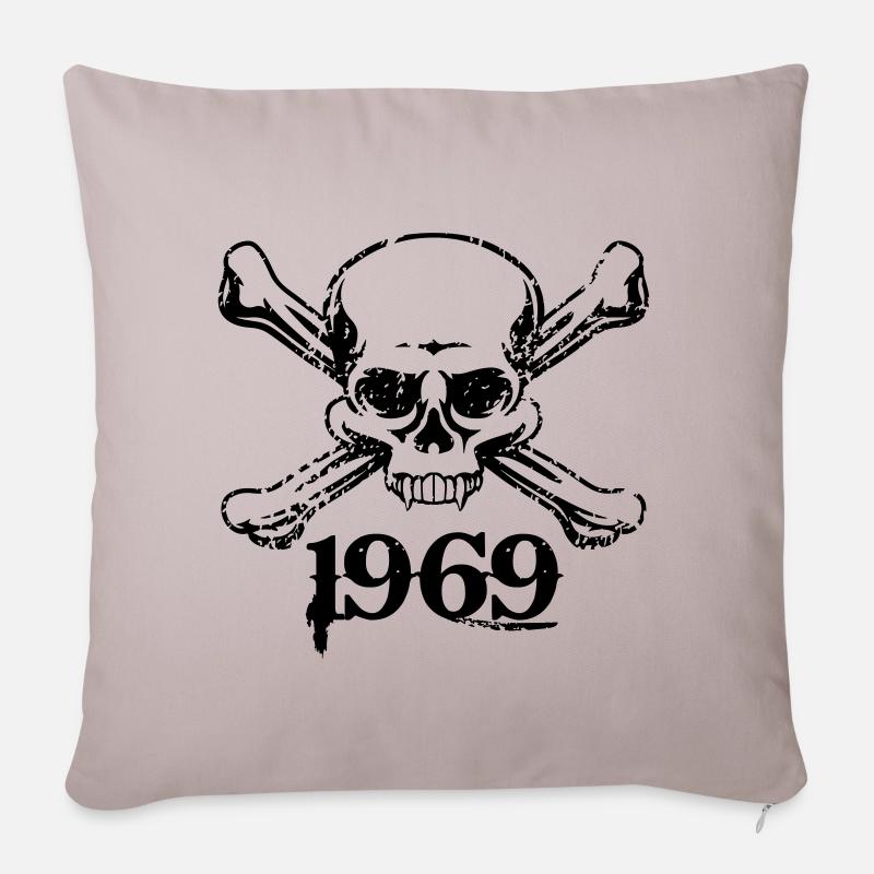 Skull 1969 Totenkopf Vampier Pirat - Sofakissenbezug 45 x 45 cm - helles Taupe