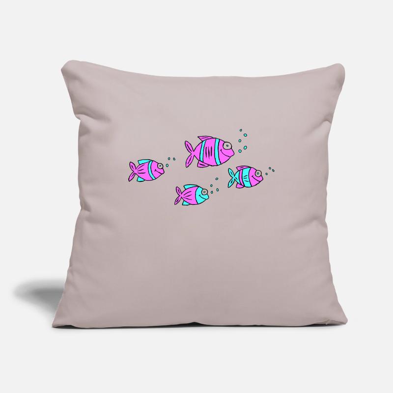 Poisson Cichlide Eau Mer Graffiti Dessin Housse de coussin décorative 45 x 45 cm