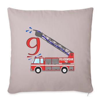 Camion de pompiers 9e anniversaire - Housse de coussin décorative 45 x 45 cm - taupe clair - Devant