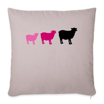 sheep family - Sofakissenbezug 45 x 45 cm - helles Taupe - Vorne