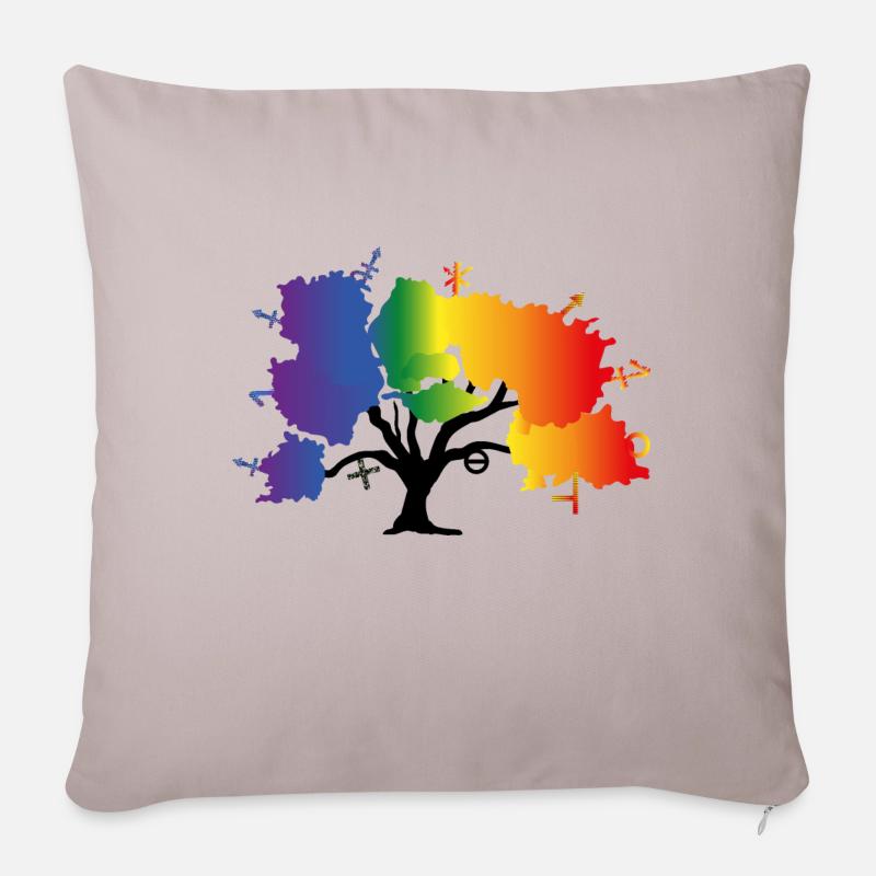 Arbre LGBTQIA+ - Housse de coussin décorative 45 x 45 cm - taupe clair