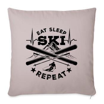 Eat Sleep Ski Repeat - Ski - Ski - Sofa pillowcase 17,3'' x 17,3'' (45 x 45 cm) - light taupe - Front