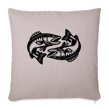 Hecht Fische - Sofakissenbezug 45 x 45 cm - helles Taupe - Vorne