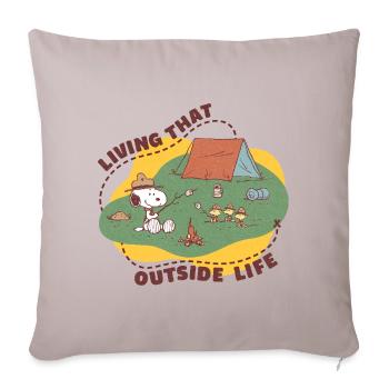 Peanuts Camping Living That Outside Life - Sofakissenbezug 45 x 45 cm - helles Taupe - Vorne