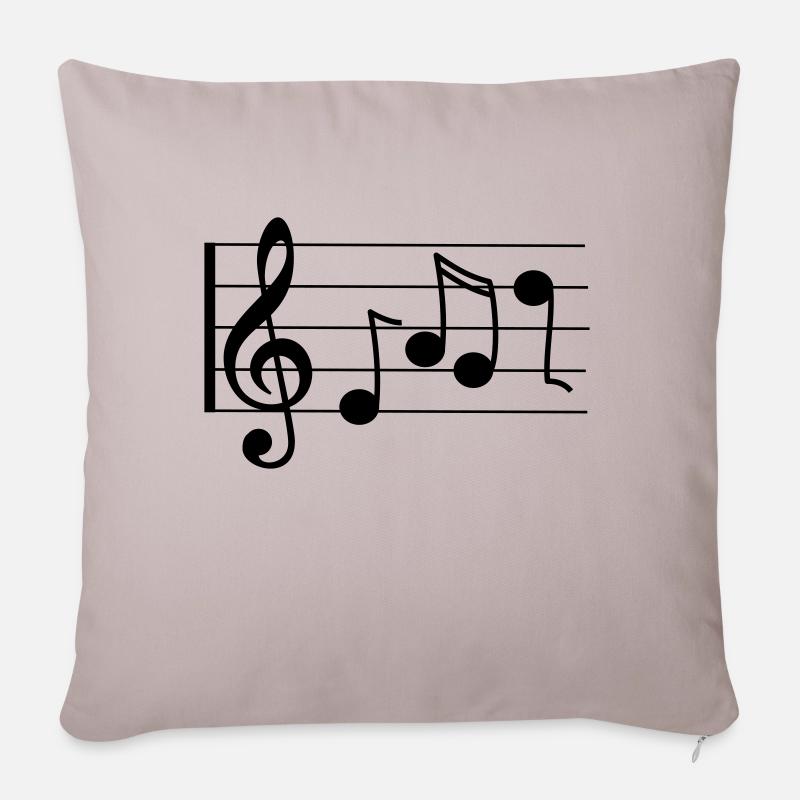 Violinschlüssel mit Noten - Sofakissenbezug 45 x 45 cm - helles Taupe
