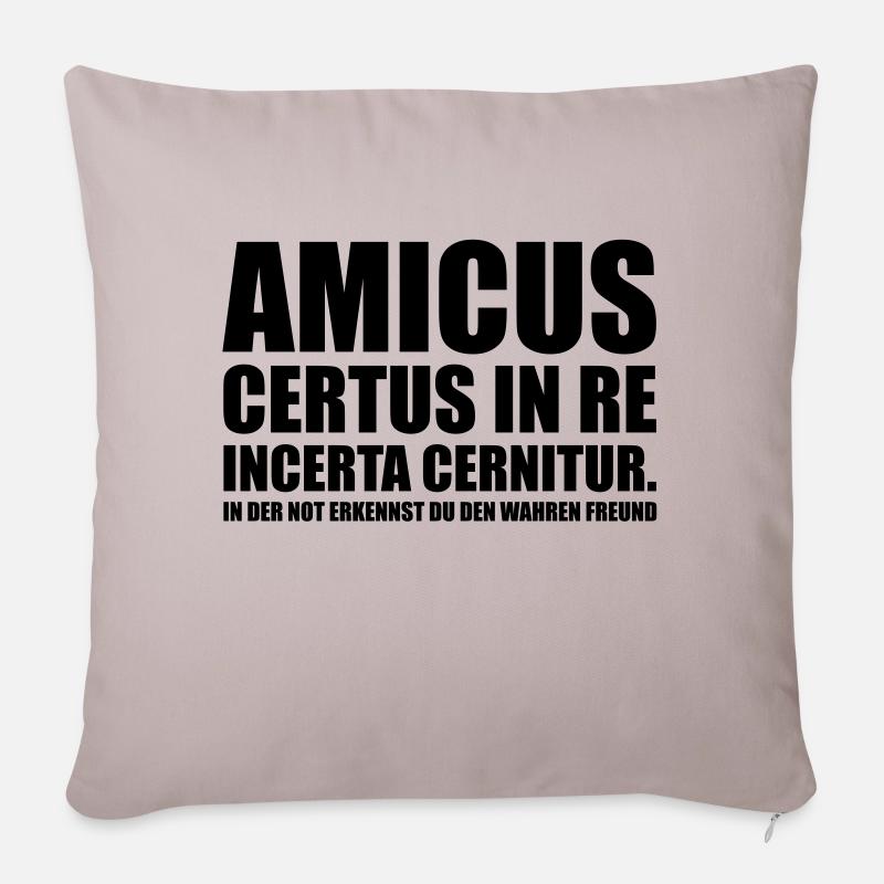 Amicus Certus In Re Incerta Cernitur In - Sofakissenbezug 45 x 45 cm - helles Taupe