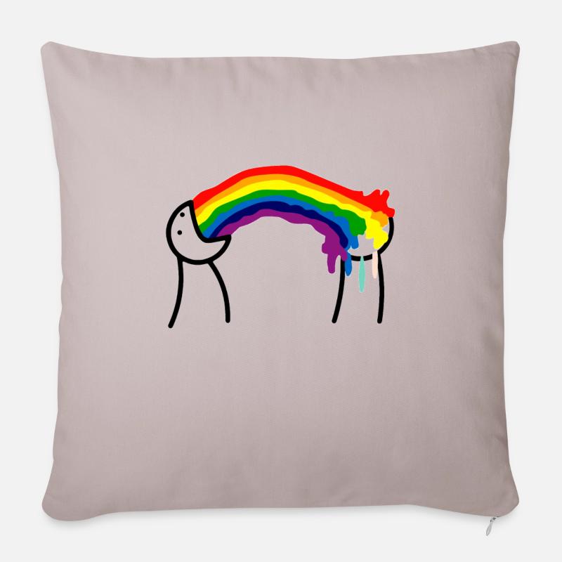 RAINBOW VOMIT - Sofakissenbezug 45 x 45 cm - helles Taupe
