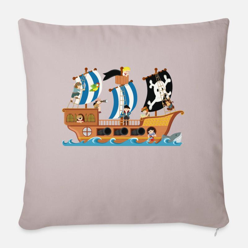 Piratenschiff - Sofakissenbezug 45 x 45 cm - helles Taupe