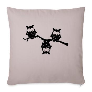 Hiboux rigolos branche down hibou fou - Housse de coussin décorative 45 x 45 cm - taupe clair - Devant